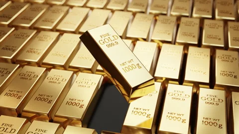 Gold Bar Floating Animation – 3D Luxury Financial Concept Stock Footage 306574771
