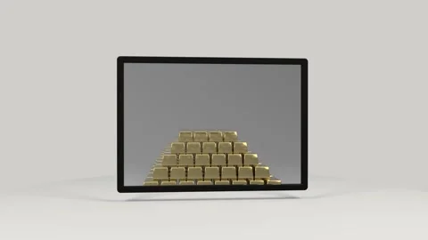 Gold Bar Magic Focus Frame Portal Stock-Footage 130351012