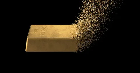 Gold bar particle black background Stock Footage 80806998