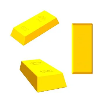 Gold bar set.Isolated on white. Vector colorful illustration. Иллюстрация