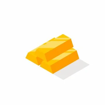 Gold Bar - Shadow icon vector isometric. Stock Illustration