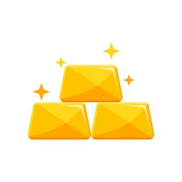 Gold bar stack icon in flat style. Golden ingot vector illustration on isol.. Stock Illustration