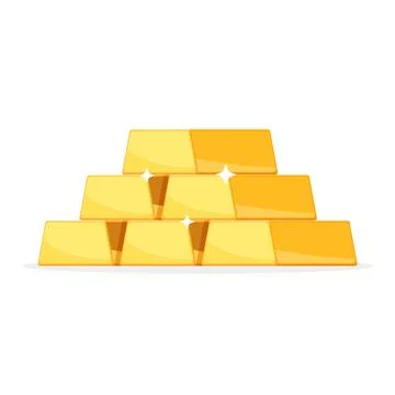 Gold bar stack icon in flat style. Golden ingot vector illustration on isol.. Stock Illustration