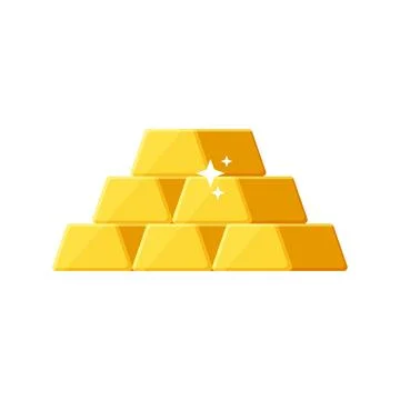 Gold bar stack icon in flat style. Golden ingot vector illustration on isol.. Stock Illustration