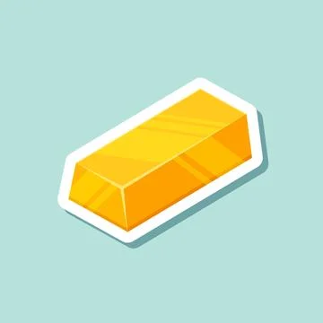 Gold bar stack sticker icon in flat style. Golden ingot vector illustration.. Stock Illustration