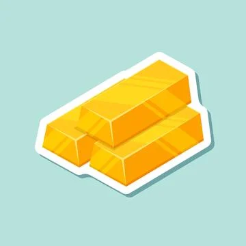 Gold bar stack sticker icon in flat style. Golden ingot vector illustration.. Stock Illustration