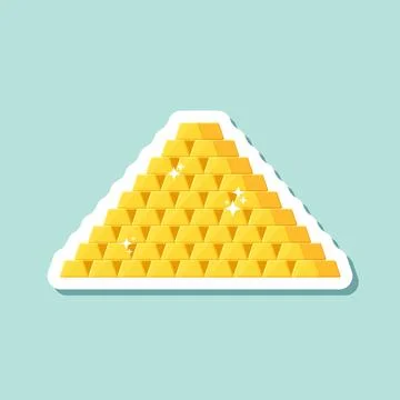 Gold bar stack sticker icon in flat style. Golden ingot vector illustration.. Stock Illustration