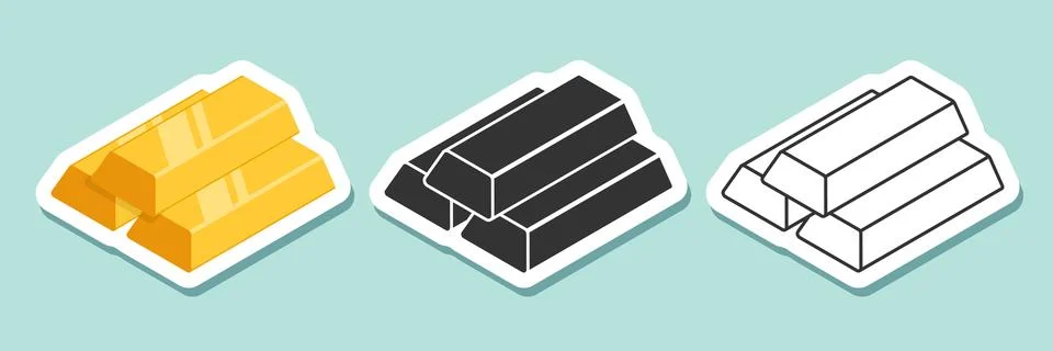 Gold bar stack sticker icon in flat style. Golden ingot vector illustration.. Stock Illustration
