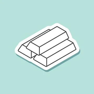 Gold bar stack sticker icon in flat style. Golden ingot vector illustration.. Illustrazione stock