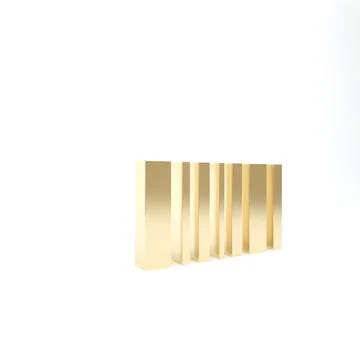 Gold Barcode icon isolated on white background. 3d illustration 3D render Illustrazione stock