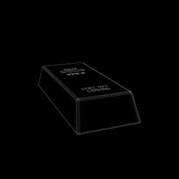 Gold bar.Isolated on black background.Vector outline illustration. Stock Illustration