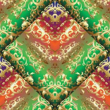 Gold Baroque 3d seamless pattern. Stock Illustration