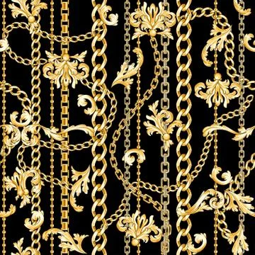 Gold baroque elements Stock Illustration
