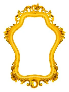Gold baroque frame isolated on white background. Illustrazione stock