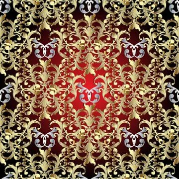 Gold Baroque seamless pattern. イラスト素材