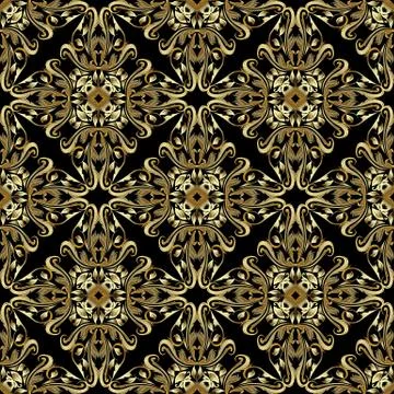 Gold Baroque seamless pattern. Vintage vector damask background. イラスト素材