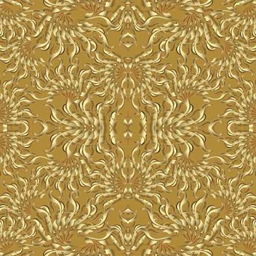 Gold Baroque vector seamless pattern. Ornate patterned background. Wallpaper. Stock Illustration