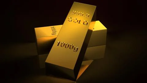 Gold Bars 1000 grams 3d rendering for business and finance content. Stock Illustration