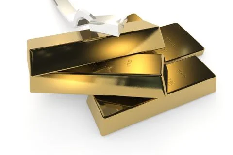 Gold bars 3d concept with arrow Ilustración de archivo