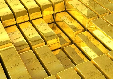 Gold bars. Abstract background 3D rendering Stock Illustration