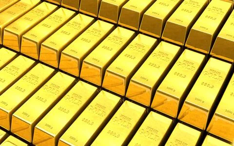 Gold bars. Abstract background 3D rendering Stock Illustration