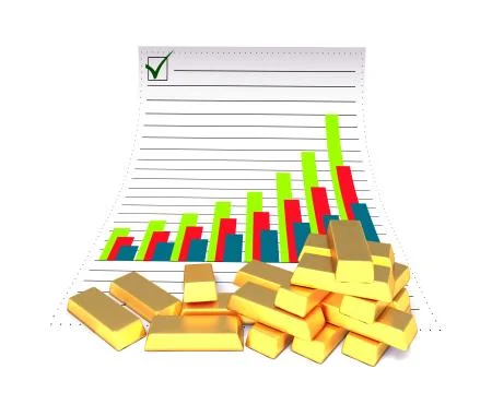 Gold bars and chart Stock Illustration