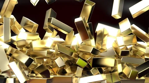 Gold Bars Animation from top to bottom Stock Footage 155198480