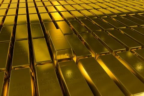 Gold bars block Three Dimension concept Ilustración de archivo