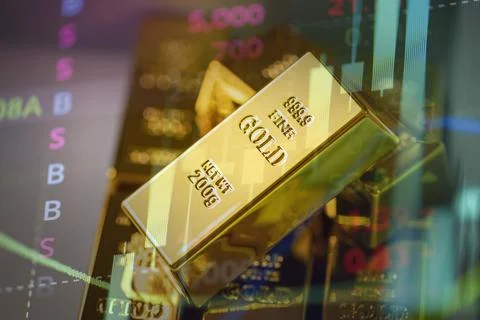 Gold bars in box, Stack of gold bars financial business economy concepts, wea Foto stock