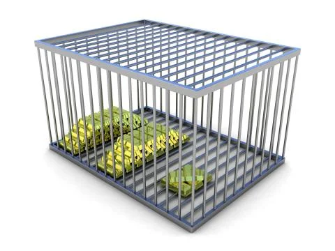 Gold bars in a cage Stock Illustration
