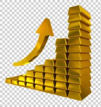 Gold bars chart isolated Stock Illustration