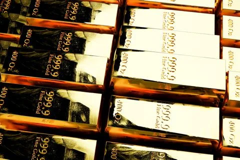 Gold bars close up Stock Illustration