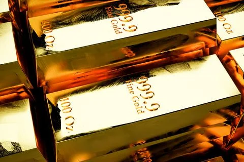 Gold bars close up Stock Illustration
