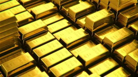 Gold bars columns - seamless loop Video stock 5535633