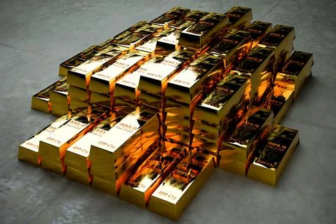 Gold bars on concrete floor Stock Illustration