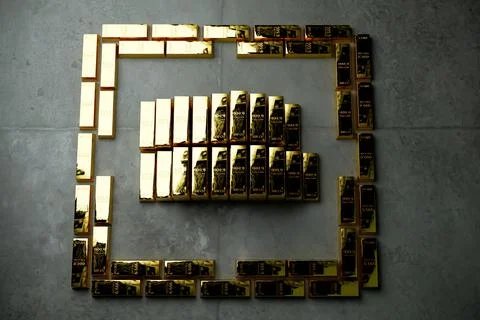 Gold bars on concrete floor Ilustración de archivo