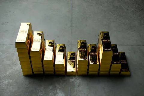 Gold bars on concrete floor Ilustración de archivo