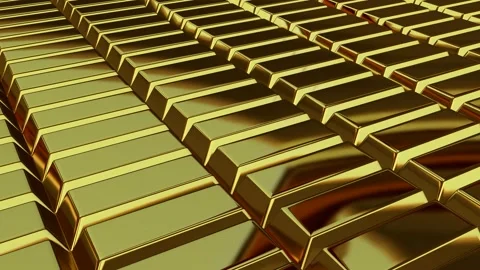 Gold Bars, Elegant Background, Exclusive, Unique Design, Reflection Stock Footage 296409436