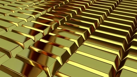 Gold Bars, Elegant Background, Exclusive, Reflection, Unique Design Stock Footage 296409437