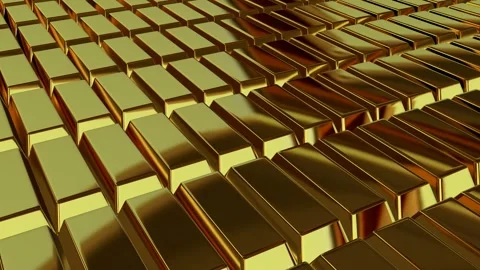 Gold Bars, Elegant Background, Reflection, Unique Design, Exclusive Stock Footage 296409448