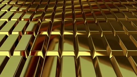 Gold Bars, Elegant Background, Unique Design, Reflection, Exclusive Stock Footage 296409423