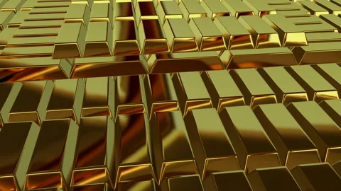 Gold Bars, Elegant Looped Background, Unique Design, Exclusive, Reflection Stock Footage 296409778