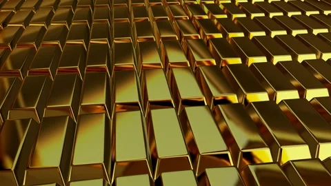 Gold Bars, Elegant Looped Background, Exclusive, Unique Design, Reflection Stock Footage 296409823