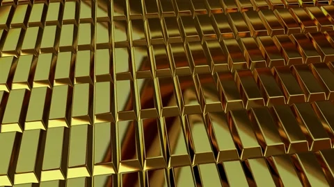 Gold Bars, Elegant Looped Background, Exclusive, Reflection, Unique Design Stock Footage 296409885