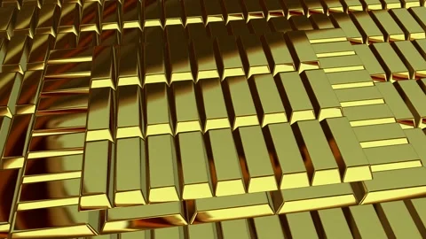 Gold Bars, Elegant Looped Background, Reflection, Exclusive, Unique Design Stock Footage 296409927