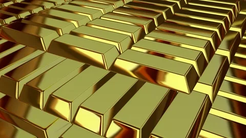 Gold Bars, Exclusive, Elegant Background, Unique Design, Reflection Stock Footage 296409553
