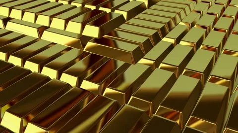 Gold Bars, Exclusive, Reflection, Elegant Background, Unique Design Stock Footage 296409704