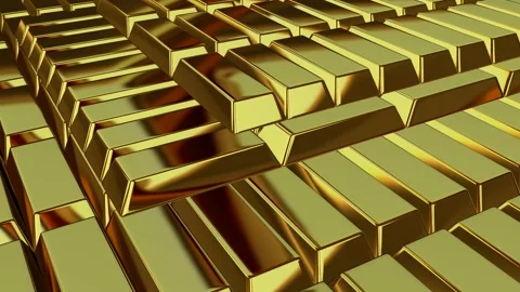 Gold Bars, Exclusive, Reflection, Unique Design, Elegant Background Stock Footage 296409687