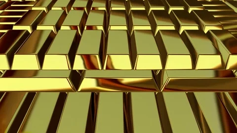Gold Bars, Exclusive, Unique Design, Elegant Background, Reflection Stock Footage 296409545