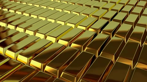 Gold Bars, Exclusive, Unique Design, Reflection, Elegant Background Stock Footage 296409547
